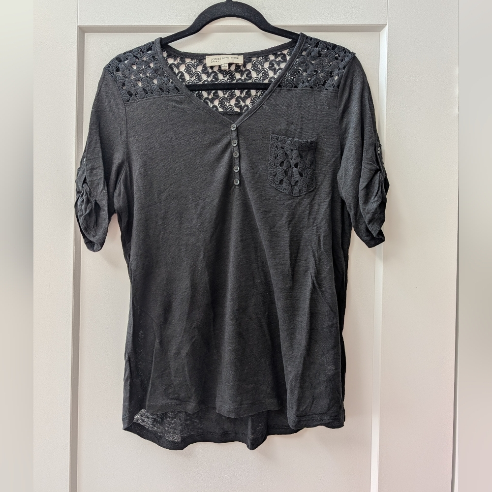 Jones New York Large Black Knit Top